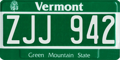 VT license plate ZJJ942