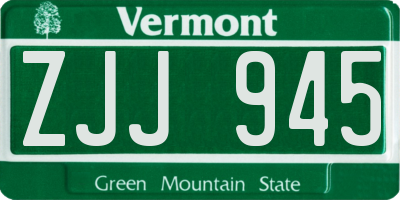 VT license plate ZJJ945