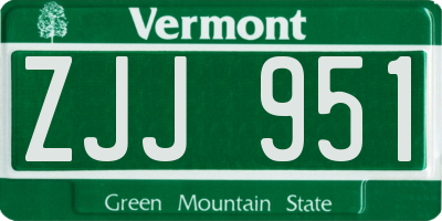 VT license plate ZJJ951
