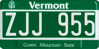 VT license plate ZJJ955