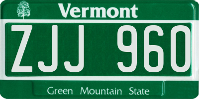 VT license plate ZJJ960
