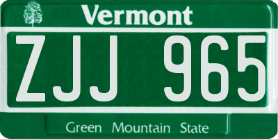 VT license plate ZJJ965