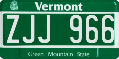 VT license plate ZJJ966