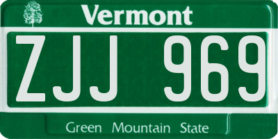 VT license plate ZJJ969