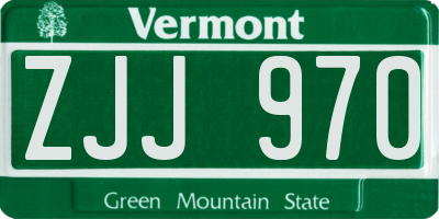 VT license plate ZJJ970