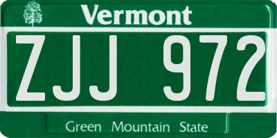 VT license plate ZJJ972