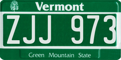VT license plate ZJJ973