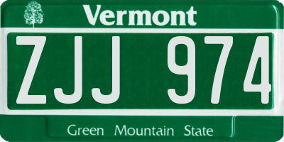 VT license plate ZJJ974