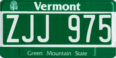 VT license plate ZJJ975