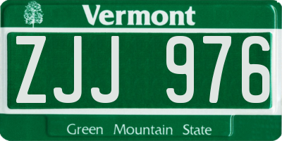 VT license plate ZJJ976