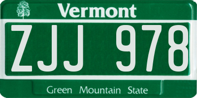 VT license plate ZJJ978