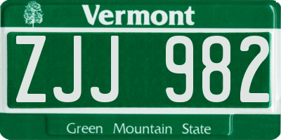 VT license plate ZJJ982