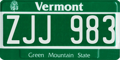 VT license plate ZJJ983