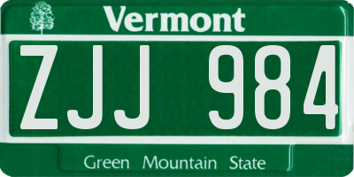 VT license plate ZJJ984
