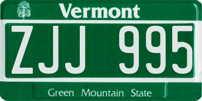 VT license plate ZJJ995