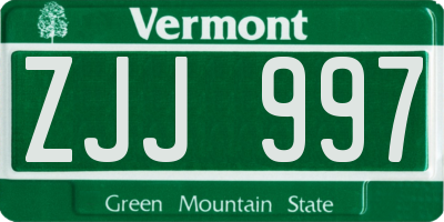 VT license plate ZJJ997