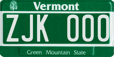 VT license plate ZJK000