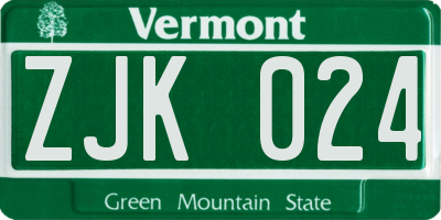 VT license plate ZJK024