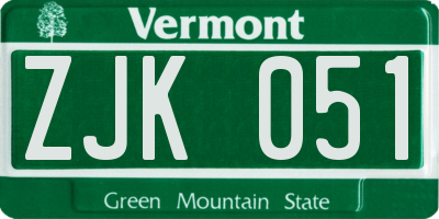 VT license plate ZJK051
