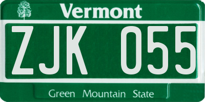 VT license plate ZJK055