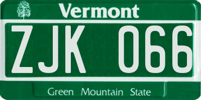 VT license plate ZJK066