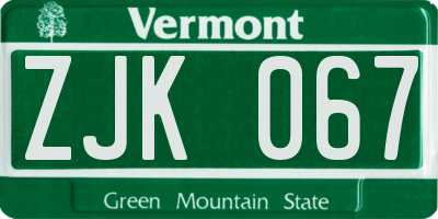 VT license plate ZJK067