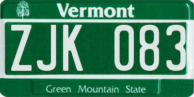 VT license plate ZJK083