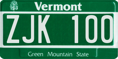 VT license plate ZJK100