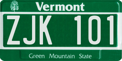 VT license plate ZJK101