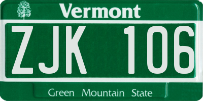 VT license plate ZJK106