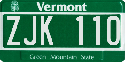 VT license plate ZJK110