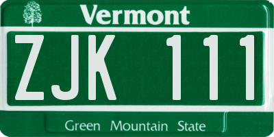 VT license plate ZJK111