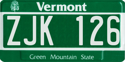 VT license plate ZJK126