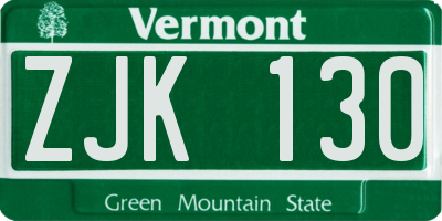 VT license plate ZJK130