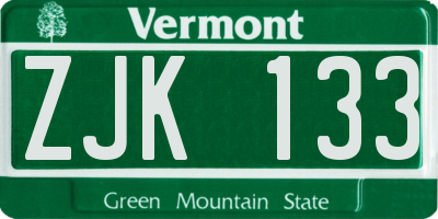 VT license plate ZJK133