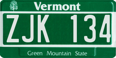 VT license plate ZJK134