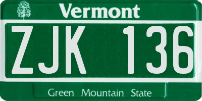 VT license plate ZJK136