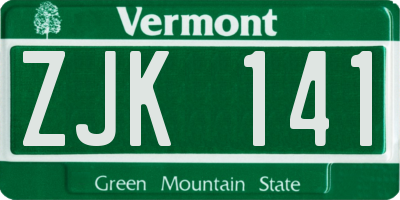 VT license plate ZJK141