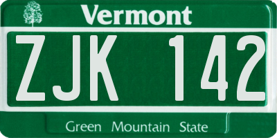 VT license plate ZJK142