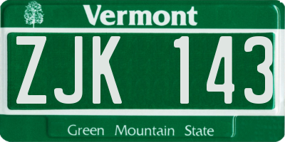 VT license plate ZJK143