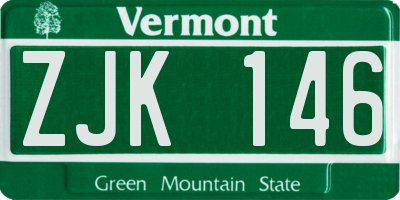 VT license plate ZJK146