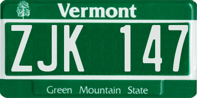 VT license plate ZJK147