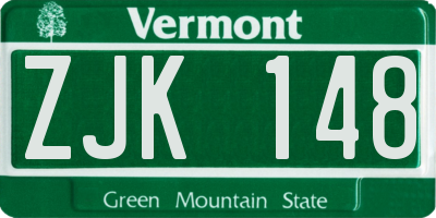 VT license plate ZJK148