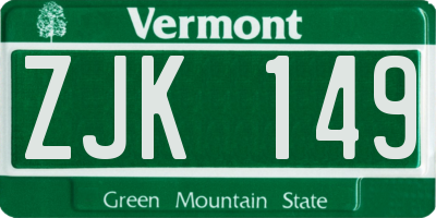 VT license plate ZJK149