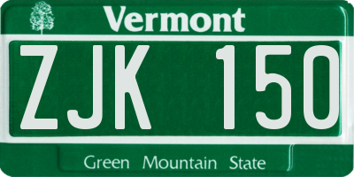 VT license plate ZJK150