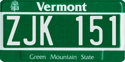 VT license plate ZJK151