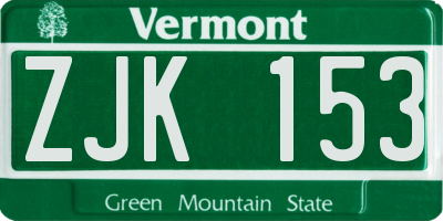 VT license plate ZJK153