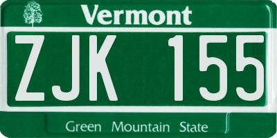 VT license plate ZJK155