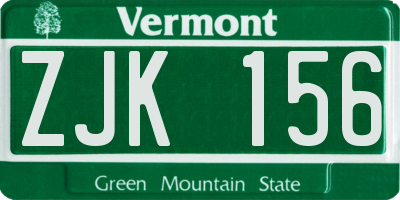 VT license plate ZJK156