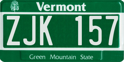 VT license plate ZJK157